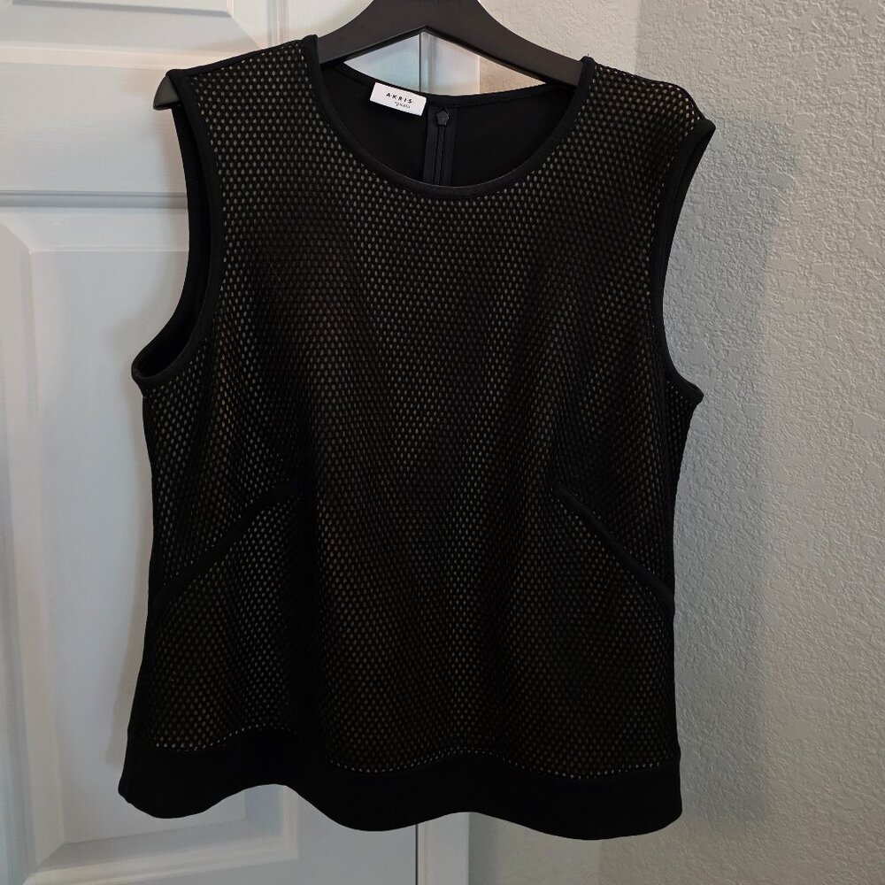 AKRIS PUNTO Black Perforated Sleeveless Top